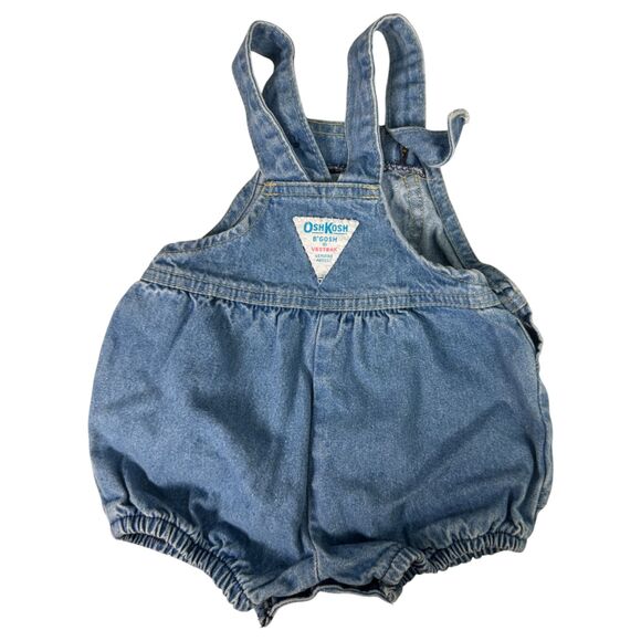 Oshkosh Vintage Vestbak Denim Bubble Romper Medium Wash Size 3-6 Months - Picture 3 of 7